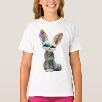 Whimsical Teal Painted Desert Fennec Fox Kids