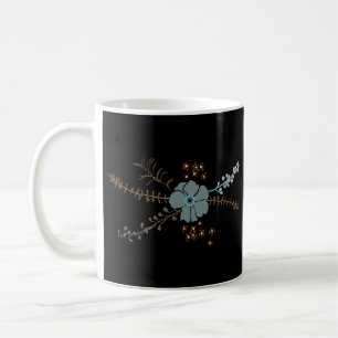 Whimsical Teal Pink Grey Black Flowing Motif Coffee Mug