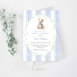 Whimsical Teddy Bear Baby Shower Boy Invitation