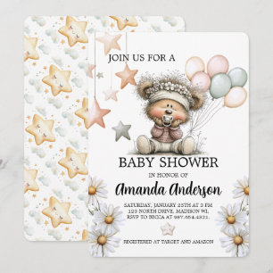 Whimsical Teddy Bear Baby Shower Invitation