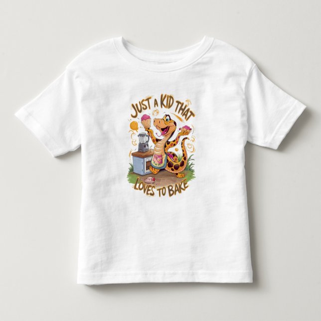 Whimsical Tee With Cake-Baking Snake (Front)