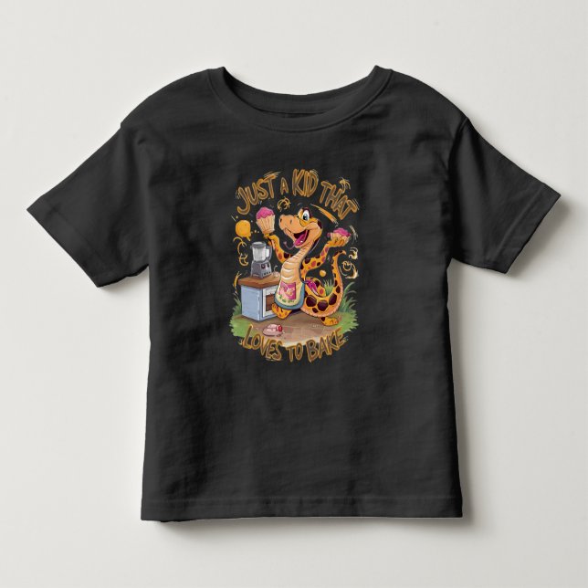 Whimsical Tee With Cake-Baking Snake (Front)