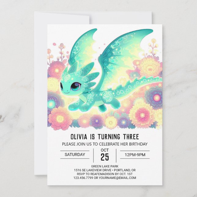 Whimsical Template Dragon Birthday  (Front)
