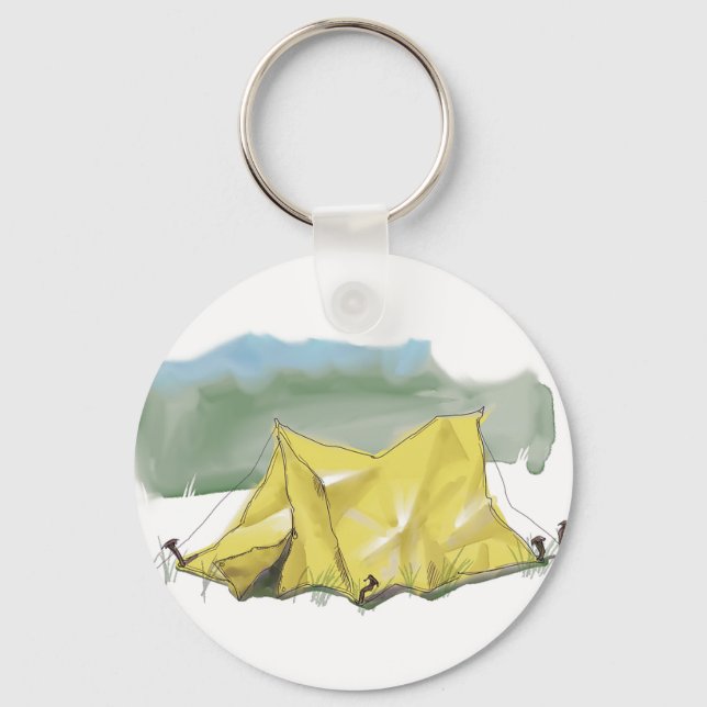 Whimsical Tent Illustration Keychain (Front)