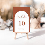 Whimsical Terracotta Arch Frame Script Wedding Table Number<br><div class="desc">Modern and elegant design printed Whimsical Arch Frame Terracotta Burnt Script Wedding Table Number that can be customised with your text and add each table number card to your cart, one by one. Please click the "Customise it" button and use our design tool to modify this template. Check out the...</div>