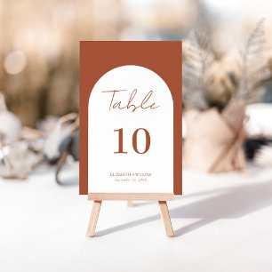 Whimsical Terracotta Arch Frame Script Wedding Table Number