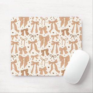 Whimsical Terracotta Bows Pattern Mouse Mat