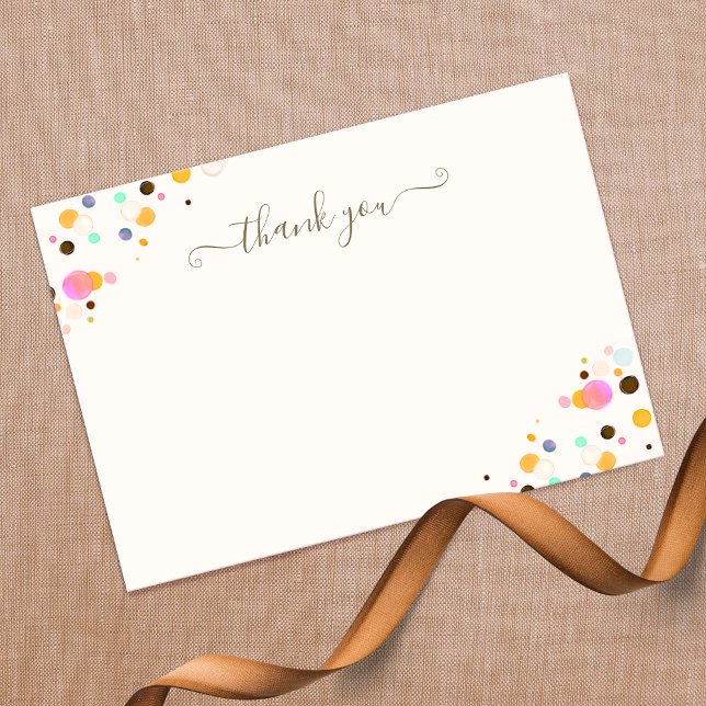 Whimsical Thank You Confetti Signature Script   Card (Creator Uploaded)