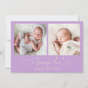 Whimsical Thank You Script Wisteria Birth Announcement