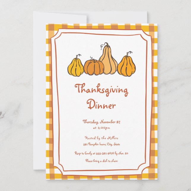 Whimsical Thanksgiving Dinner Invitation (Front)