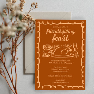 Whimsical Thanksgiving Friendsgiving Dinner Custom Invitation