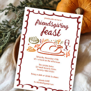 Whimsical Thanksgiving Friendsgiving Dinner CUSTOM Invitation
