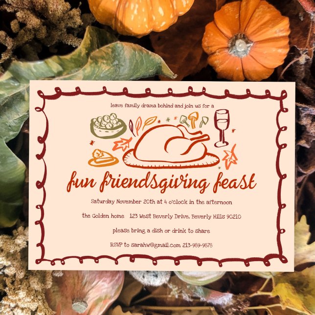 Whimsical Thanksgiving Friendsgiving Dinner Custom Invitation (Whimsical Thanksgiving Friendsgiving Dinner Custom Invitation
)