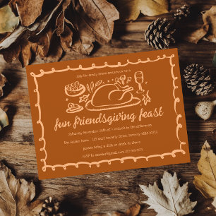 Whimsical Thanksgiving Friendsgiving Dinner Custom Invitation