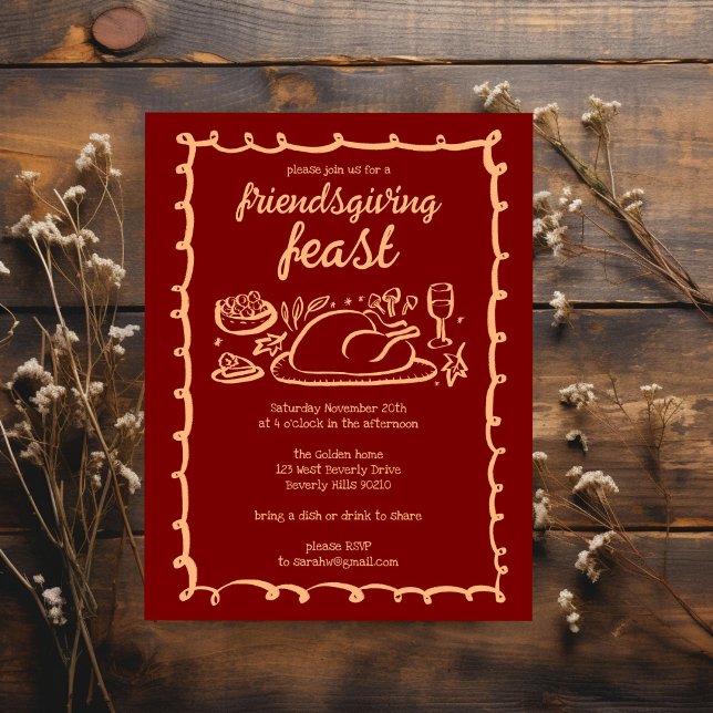 Whimsical Thanksgiving Friendsgiving Dinner Custom Invitation (Whimsical Thanksgiving Friendsgiving Dinner Custom Invitation
)