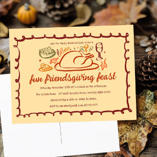 Whimsical Thanksgiving Friendsgiving Dinner Custom Postcard