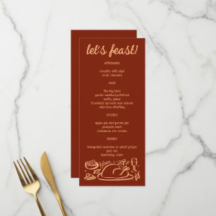Whimsical Thanksgiving Friendsgiving Holiday CUSTO Menu