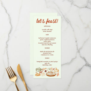 Whimsical Thanksgiving Friendsgiving Holiday CUSTO Menu