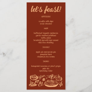 Whimsical Thanksgiving Friendsgiving Holiday CUSTO Menu