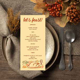 Whimsical Thanksgiving Friendsgiving Holiday CUSTO Menu