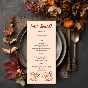 Whimsical Thanksgiving Friendsgiving Holiday CUSTO Menu