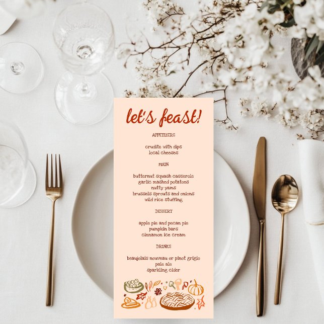 Whimsical Thanksgiving Friendsgiving Holiday CUSTO Menu (Whimsical Thanksgiving Friendsgiving Holiday CUSTOM Autumn 
 Menu
)