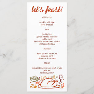 Whimsical Thanksgiving Friendsgiving Holiday CUSTO Menu