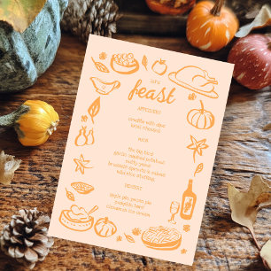 Whimsical Thanksgiving Friendsgiving HolidayCUSTOM Menu