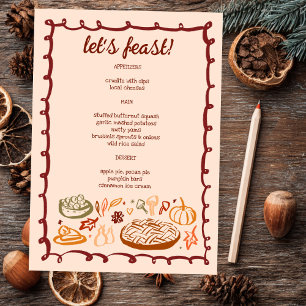 Whimsical Thanksgiving Holiday Vegetarian CUSTOM Menu