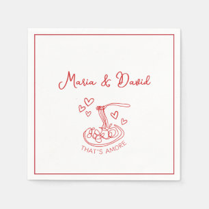 Whimsical That's Amore Custom Red Italian Wedding  Napkin