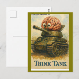 Whimsical Think Tank Cartoon Design Postcard