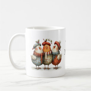 Whimsical Three French Hens 12 Days Christmas 11oz Coffee Mug