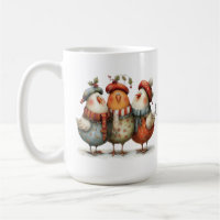 Whimsical Three French Hens 12 Days Christmas 15oz