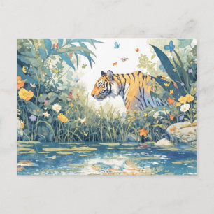 Whimsical Tiger by Watercolor River Postcard