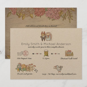 Whimsical Timeline Rustic Bridal Shower Kraft Invitation