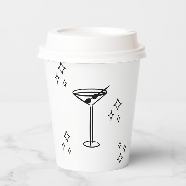 Whimsical Tini Bit Older Martini Birthday Paper Cups (Front)