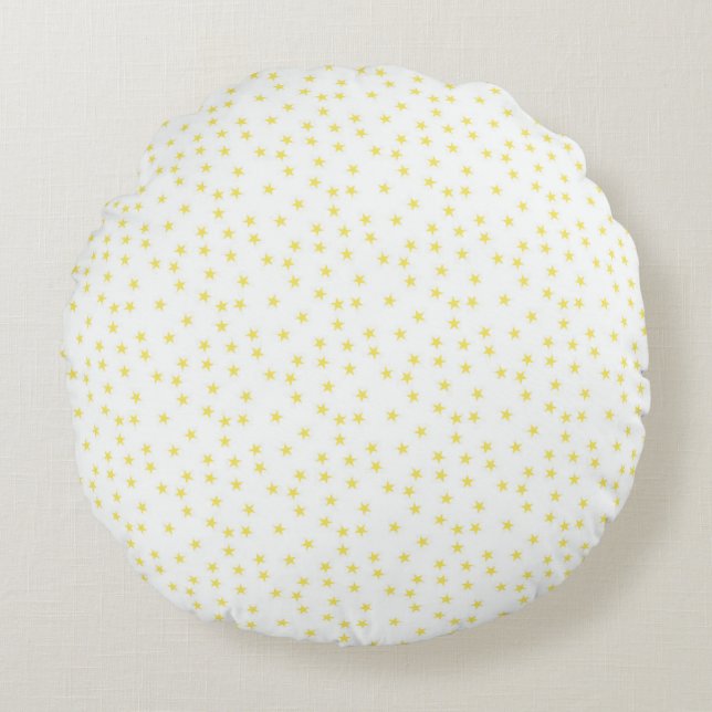 Whimsical Tiny Stars Celestial Seamless Pattern Round Cushion (Front)