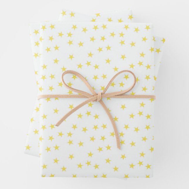 Whimsical Tiny Stars Celestial Seamless Pattern Wrapping Paper Sheet (In situ)