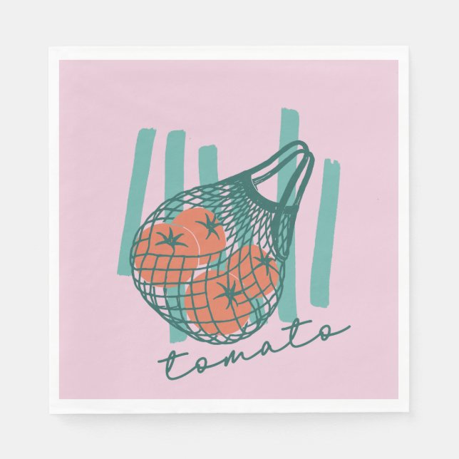 Whimsical Tomatos Italy Farmers Market Napkin (Front)