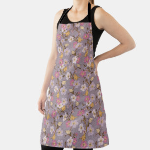 Whimsical Trailing Florals and Birds - Lavender Apron