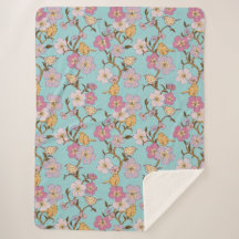 Whimsical Trailing Florals and Birds - Turquoise