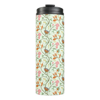 Whimsical Trailing Folk Art Floral Thermal Tumbler