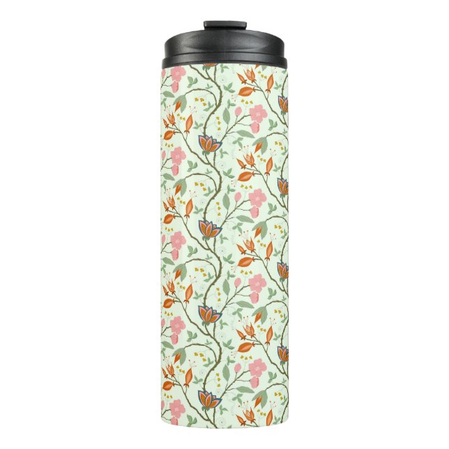 Whimsical Trailing Folk Art Floral Thermal Tumbler