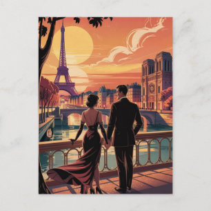Whimsical Travel Paris Eiffel Tower Cute Birthday  Holiday Postcard