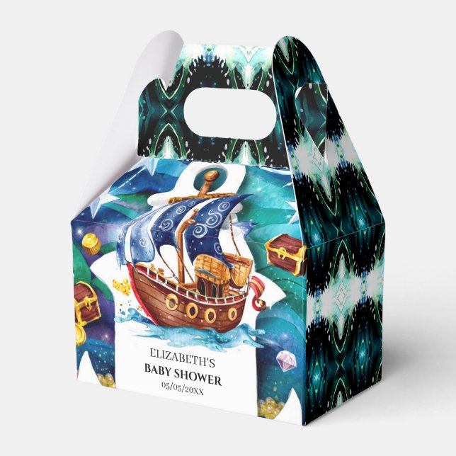 Whimsical Treasure Pirate Baby Shower Favour Box (Front Side)