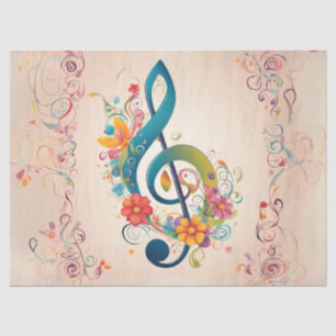 Whimsical Treble Clef Decoupage Tissue Paper