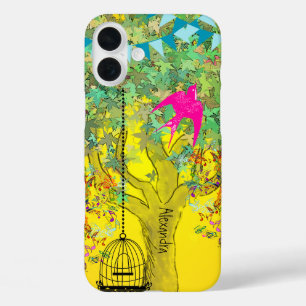 Whimsical Tree Birdcage Bright Colour Musical Note iPhone 16 Plus Case