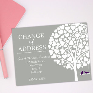 Whimsical Tree & Birds New Address Announcement Postcard