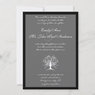 Whimsical Tree Black Borders Wedding Invite