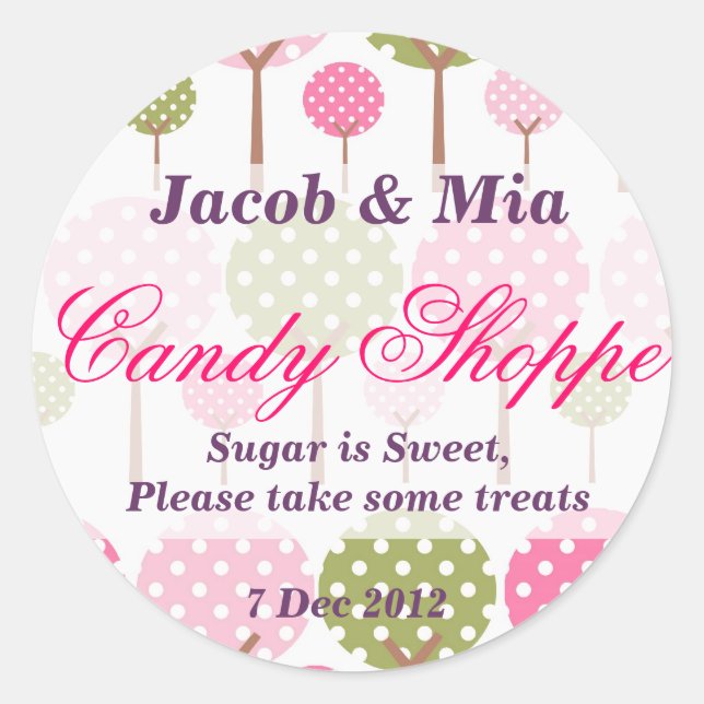 Whimsical Tree Candy Shoppe Sticker (Front)